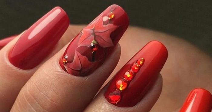 нарощенные красные ногти дизайн