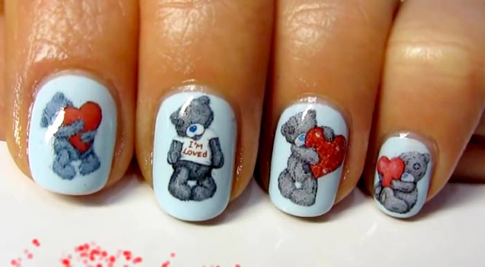 Мишки Тедди на ногтях